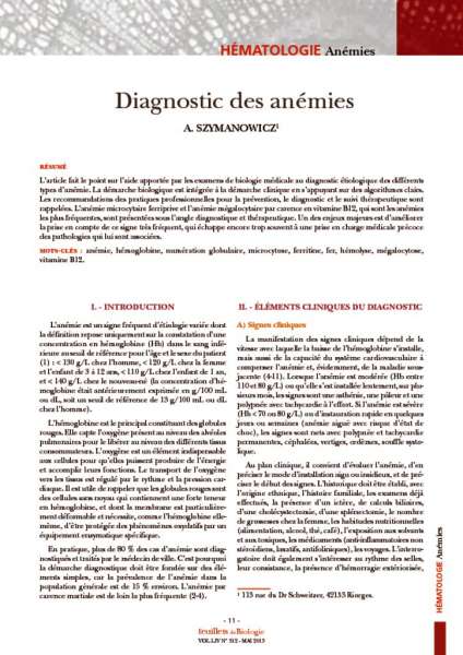 thumbnail of Diagnostic des anémies