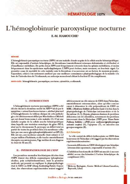thumbnail of HEMOGLOBINURIE PAROXYSTIQUE NOCTURNE