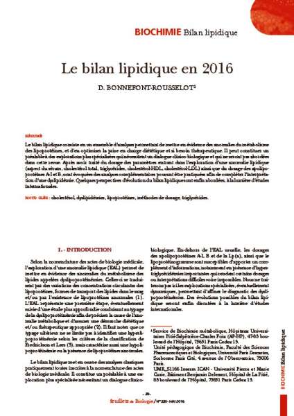 thumbnail of Le bilan lipidique en 2016