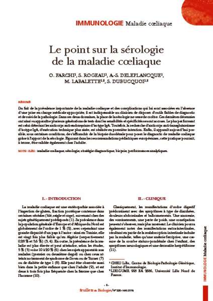 thumbnail of Le point sur la sérologie de la maladie coeliaque