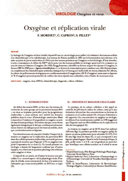 thumbnail of Oxygene et virus