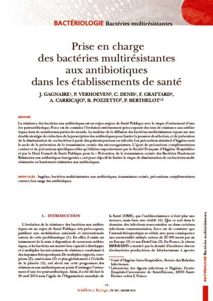 thumbnail of Prise en charge des bacteries multiresistantes