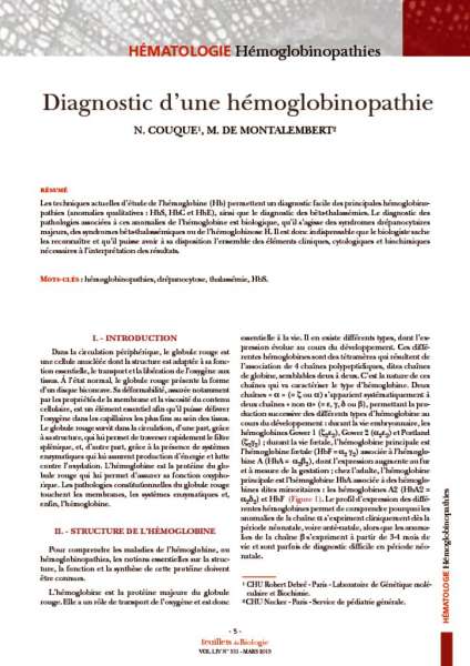 thumbnail of diagnostic d’une HEMOGLOBINOPATHIE